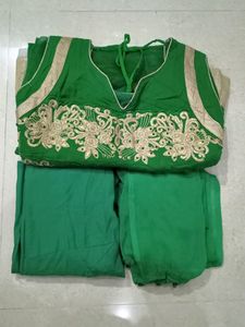 Golden Embroidered Green Suit Set