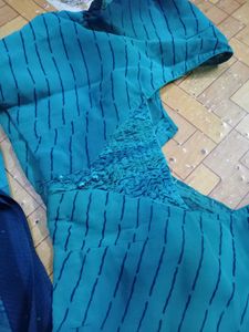 Blue Rose Saree with readymade Blouse