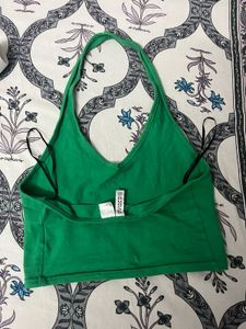 Vibrant Green Halter Neck Crop Top