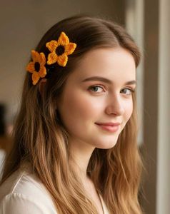 Sunflower Crochet Hair Clips - Cute!