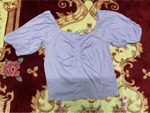 Lavender Puff Sleeve Ruched Top