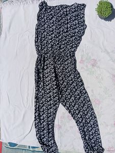 Black And White Floral Jumpsuit