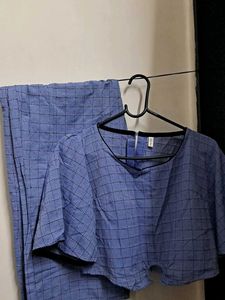 Blue Checked Kurta Set