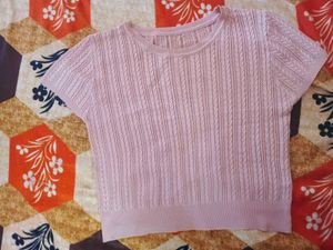 Pink Cable Knit Cropped Top