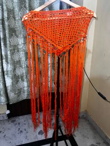 Orange Crochet Fringe Top