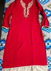 Elegant Red Embroidered Kurta