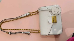 Cream & Gold Chain Crossbody Bag