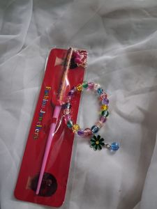 Cute Beaded Bracelet & Hairpin