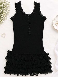Black Lace Trimmed Nightgown