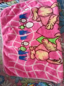 Cute Pink Baby Blanket with Bear Print