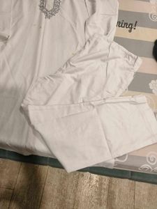Men's White Kurta with Pants Set
