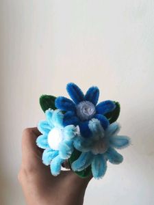 Handmade Blue Pipe Cleaner Flower Bouquet