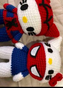 Crocheted Spiderman & Hello Kitty Toys