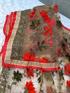 Exquisite Embroidered Floral Net Dupatta