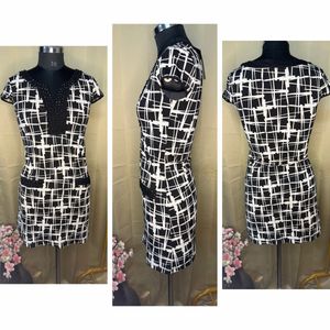 Chic Black & White Patterned Dress