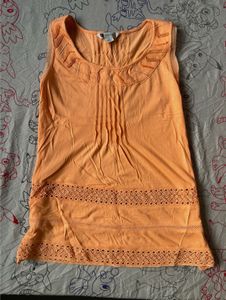 Orange Sleeveless Embellished Top
