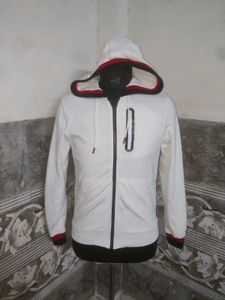 Men's White Zip-Up Hoodie