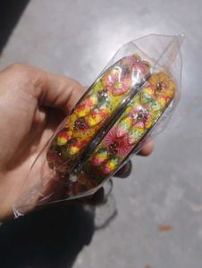🌼(NEW) Vibrant Floral Glass Bangles | Set of 2