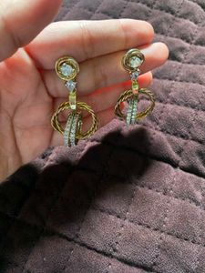 Designer Hoop Earrings with CZ Stones