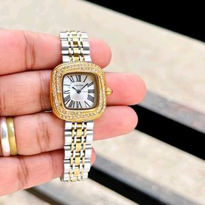 Elegant Two-Tone Watch with Crystal Accents