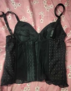 Black Polka Dot Corset Camisole