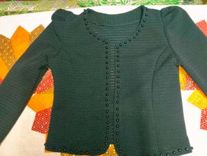 Elegant Pearl Embellished black outer like top