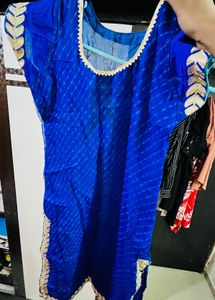 Royal Blue Embroidered kurti