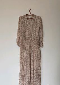 Pleated Dress With Balloon Sleeves