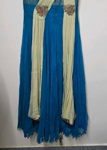 Blue &amp; Green Embroidered Desinger Gown