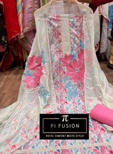 Embroidered cotton designer unstitched suit