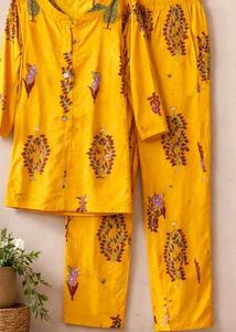 Yellow Printed Kurta Set