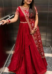 Padded Banarasi silk Anarkali-style gown