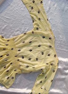 Lemon Yellow Printed Top