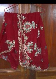 Elegant Red Embroidered dupatta