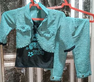 Turquoise Girls Outfit Set