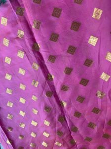 Elegant Pink Saree with green blouse