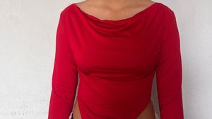 Chic Red Long Sleeve Top