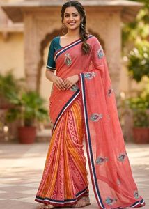 Vibrant Pink Embroidered Saree