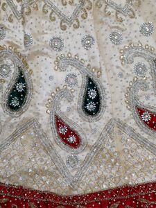 Wedding Special Creamish Off White With Red