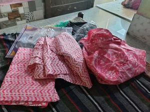 Pink Block Print Kurta Set