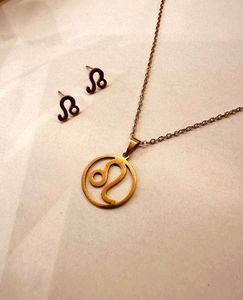 Leo Zodiac Necklace &amp; Earrings Set
