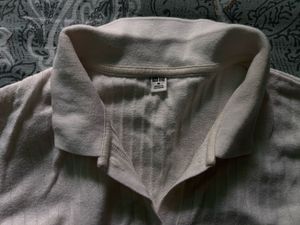 Light Beige Striped Collared Top
