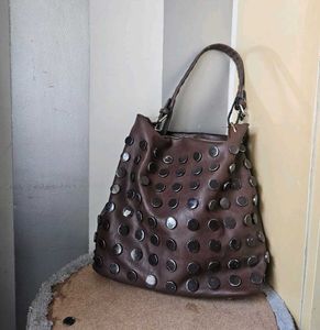 Clearance sale 💖 Brown metallic studded hobo bag