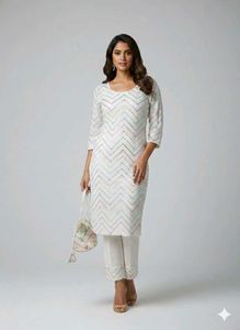 Elegant Embroidered Kurta Set with matching potly
