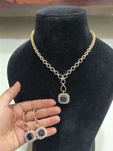 Brand new Blue Stone Necklace & Earrings Set
