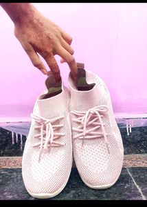 Dusty Rose Knit Sneakers