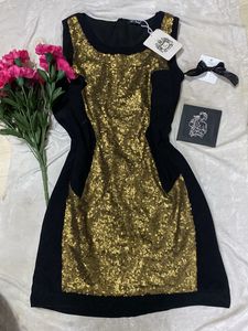 vintage sequins black dress