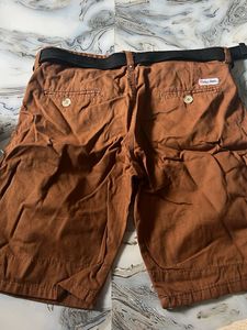 Men's Brown Cargo Shorts with Belt