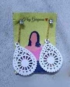 Elegant White Filigree Teardrop Earrings