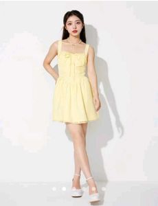 Savana Yellow Lace-Up Mini Dress